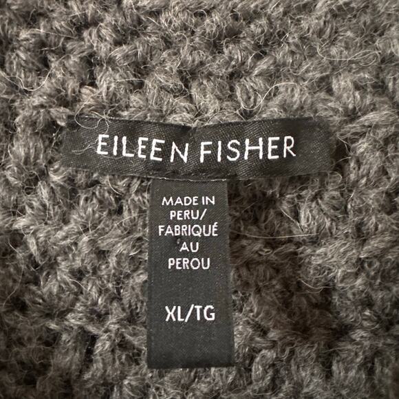 Eileen Fisher Peruvian Alpaca Crochet Mock Neck Vest Top Gray Size XL - Picture 10 of 11